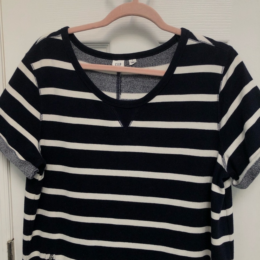 Gap Dress Nautical Mariner Navy White Stripe pockets Short Sleeve Preppy Large - Picture 6 of 15